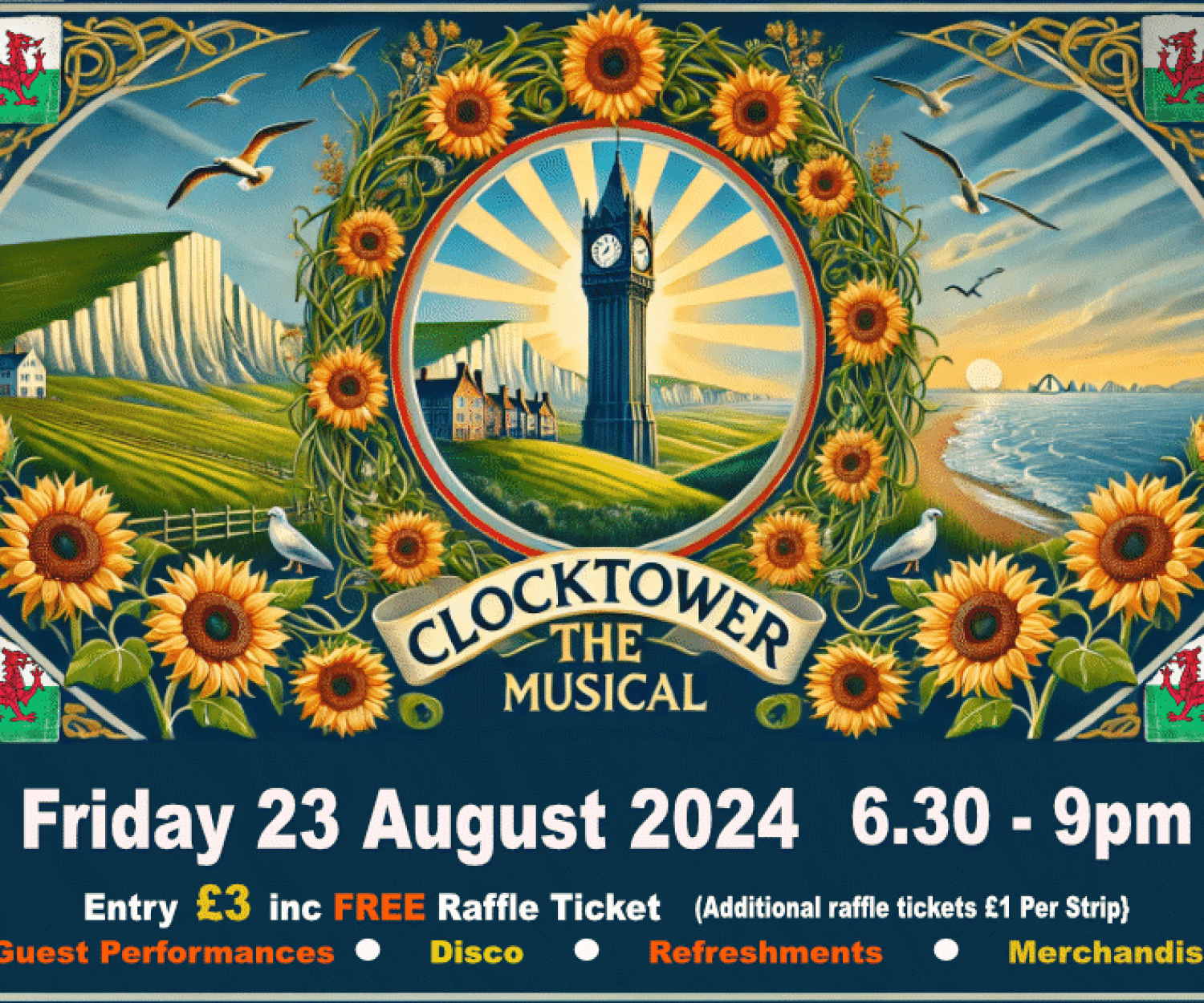 Clocktower the musical friday 23rd august 2024 doors open 6.30 with the main show starting at 7 image