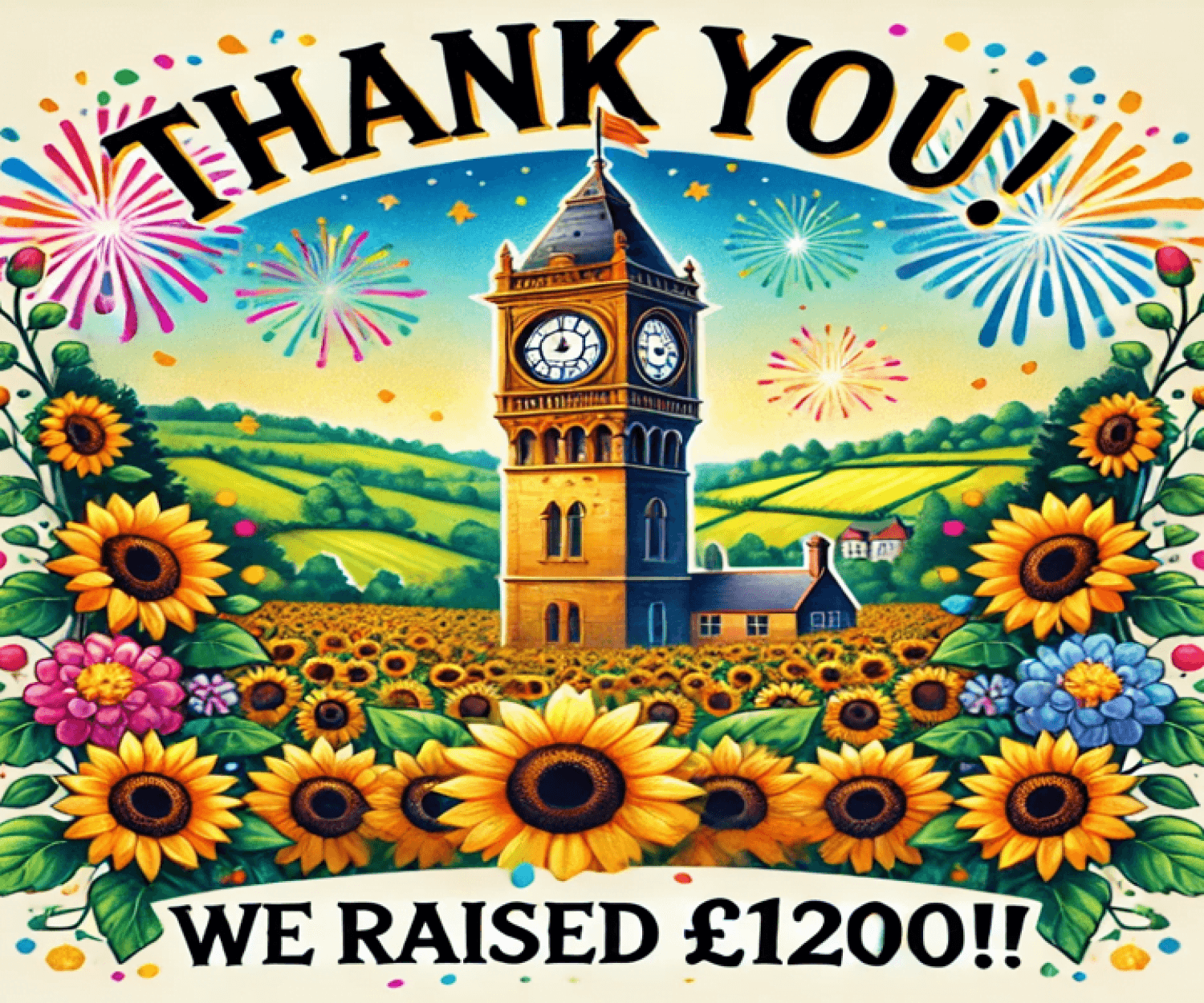 Clocktower says Thank You for raising £1200