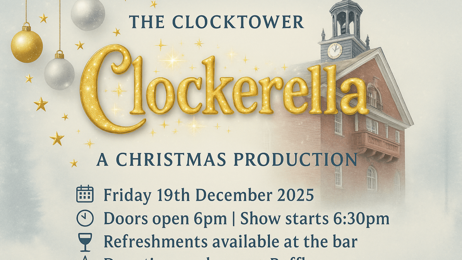 ✨ Step into a world of magic and laughter as Clockerella takes to the stage — a heart-warming and hilarious take on the classic Cinderella story, brought to life by our talented Clocktower community.